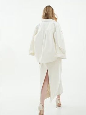 Le’ Al.X Denim Point Collar Button Front Dropped Long Sleeve Oversized XLarge